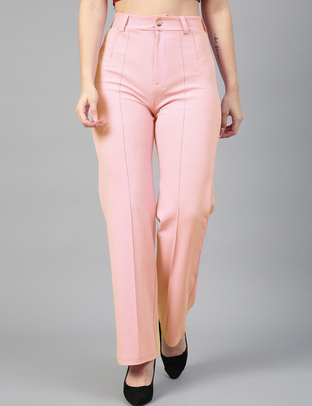 Kotty Women Straight Fit High-Rise Easy Wash Trousers