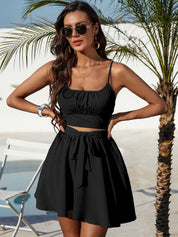 Kotty Black Shoulder Straps Top With Skirt