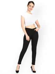 Kotty Women Black Skinny Fit High-Rise Clean Look Stretchable Jeans