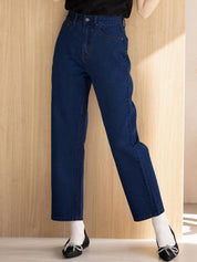 Kotty Women Blue Jean Straight Fit High-Rise Clean Look Stretchable Jeans