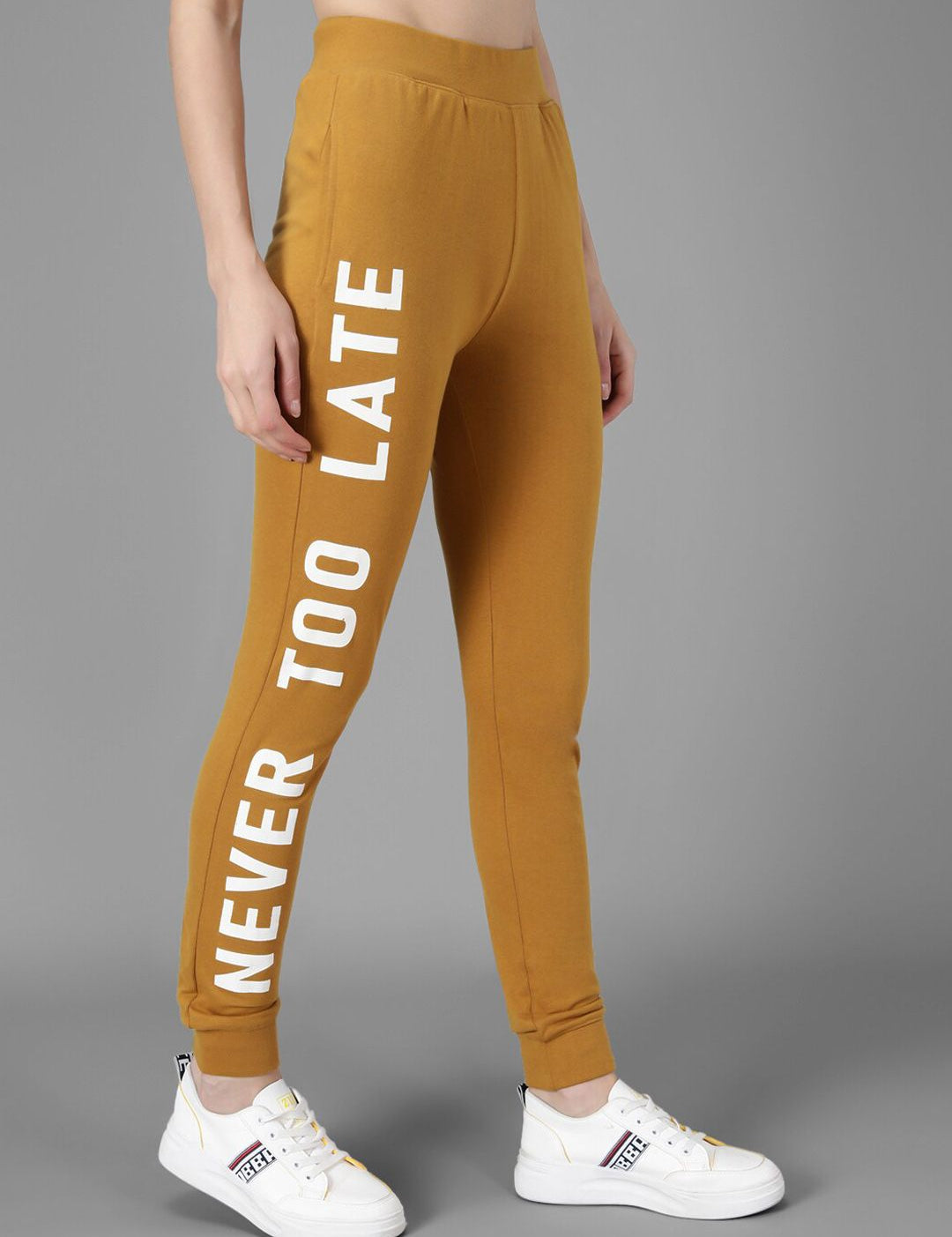 Kotty Women Mustard Yellow & White Printed Joggers