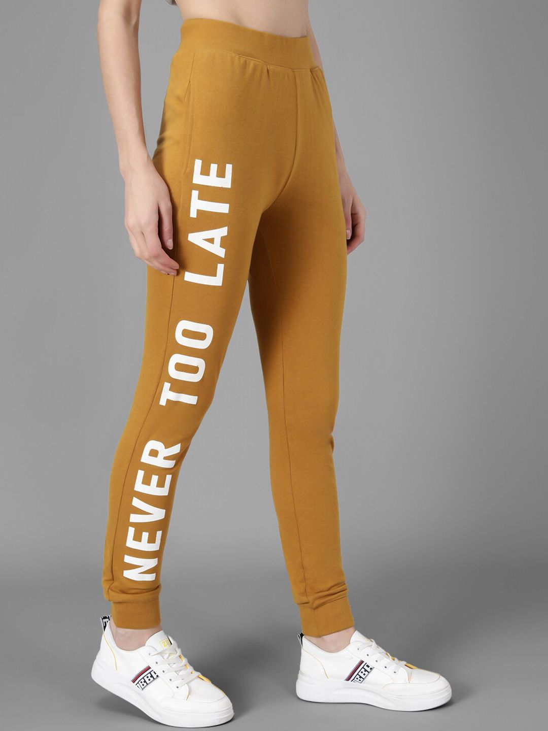 Kotty Women Mustard Yellow & White Printed Joggers