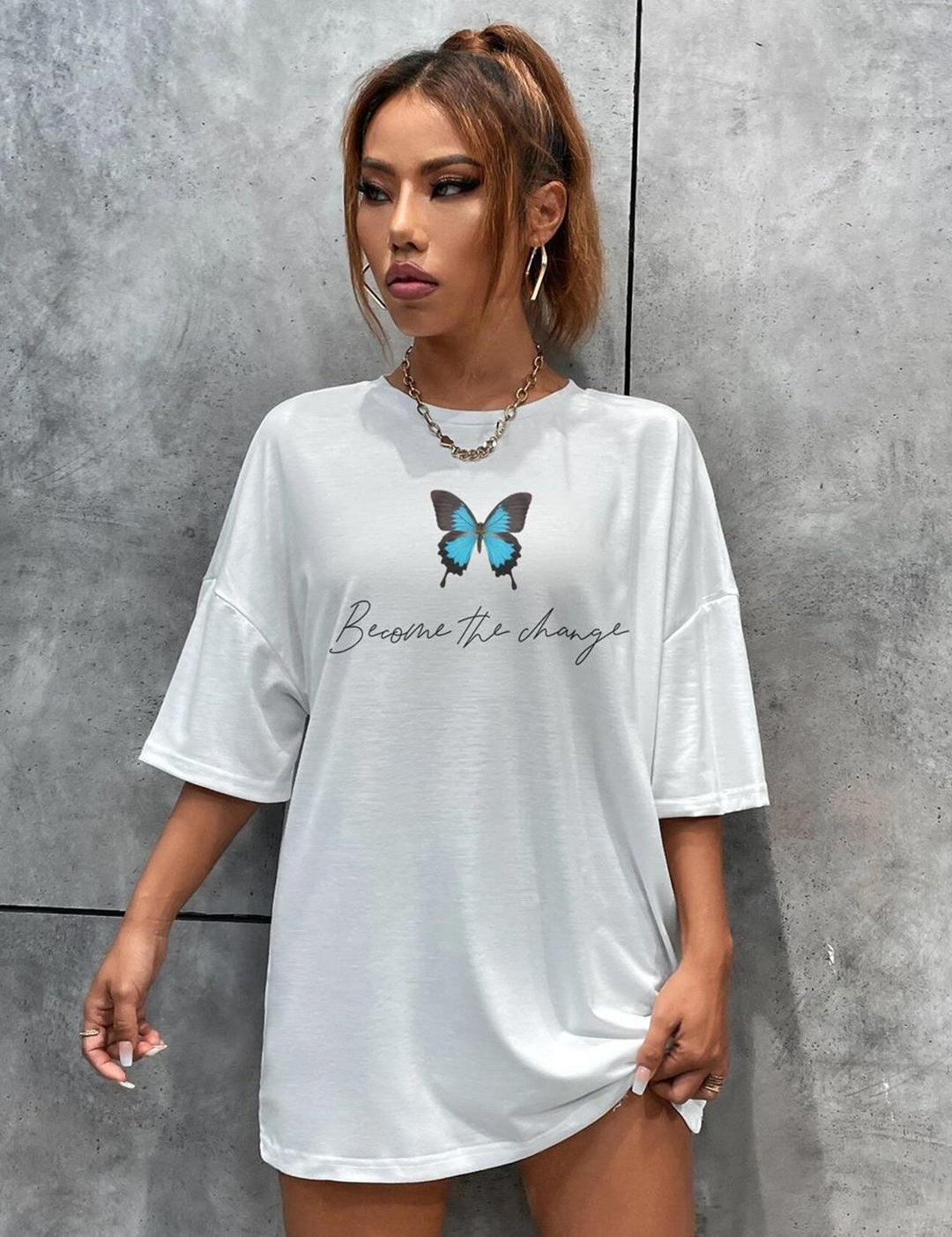 Kotty Conversational Printed Oversize Cotton T-shirt