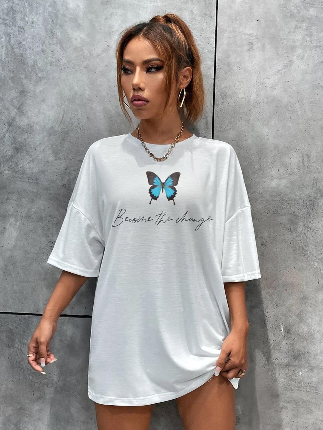 Kotty Conversational Printed Oversize Cotton T-shirt