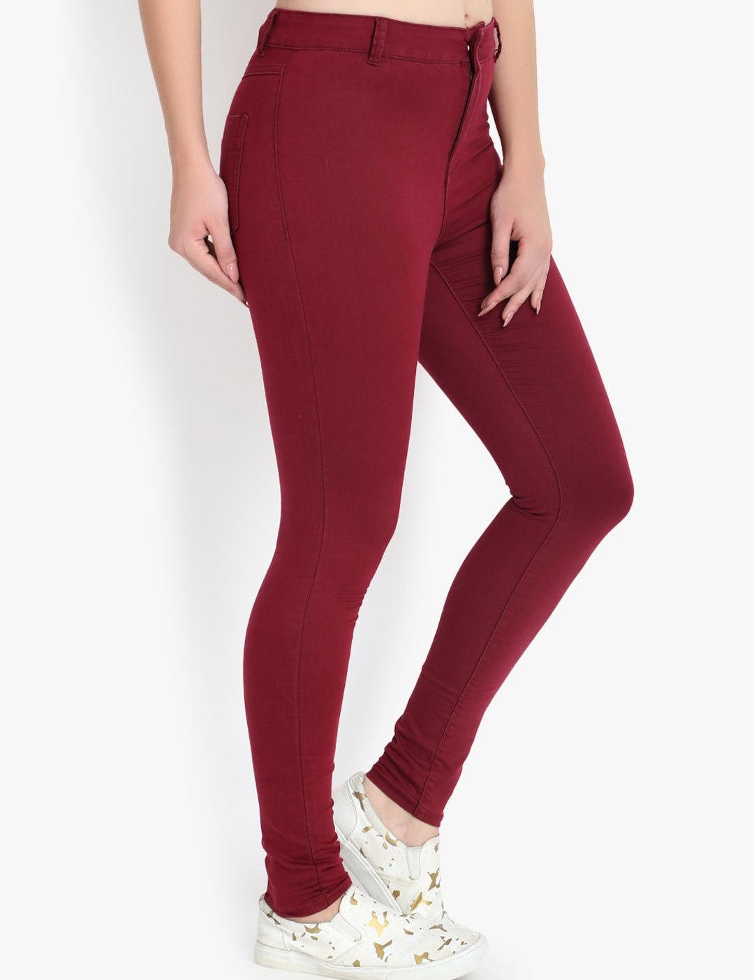 Kotty Women Maroon Skinny Fit High-Rise Clean Look Stretchable  Jeans