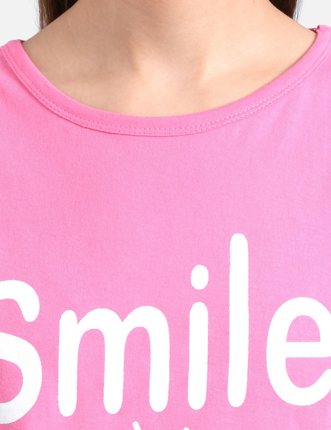 Kotty Women Pink Printed Round Neck T-shirt