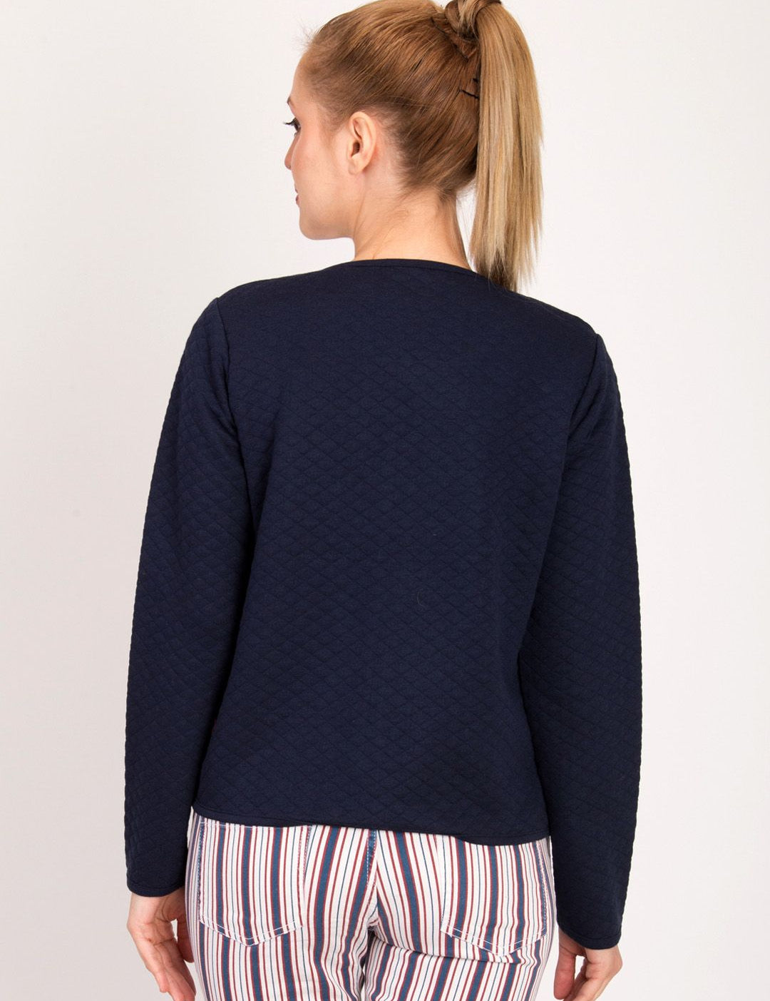 Kotty Women Blue Self Design Open Front Jacket