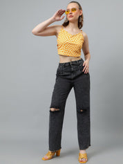 Kotty Women Jean Straight Fit Mildly Distressed Light Fade Stretchable Jeans