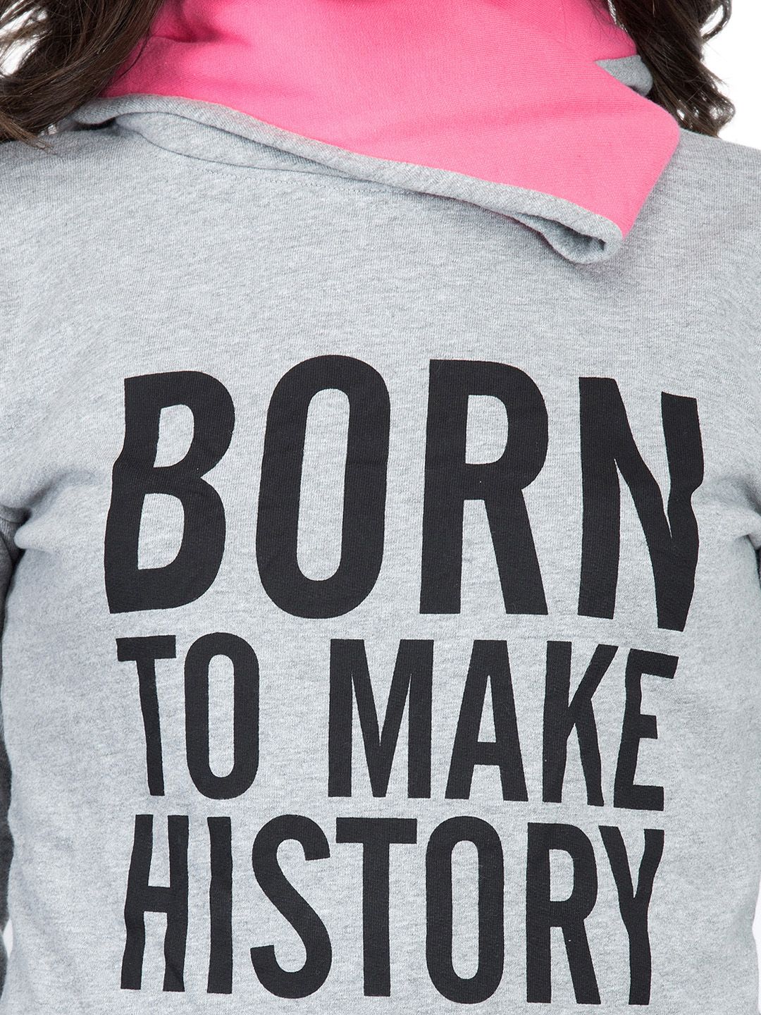 Kotty Women Grey Melange Printed Sweatshirt