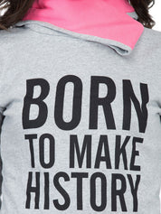 Kotty Women Grey Melange Printed Sweatshirt