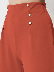 Kotty Women Pink Relaxed Straight Fit High-Rise Easy Wash Pleated Trousers