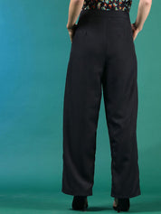 Kotty Women Solid Relaxed High-Rise Easy Wash Pleated Trousers