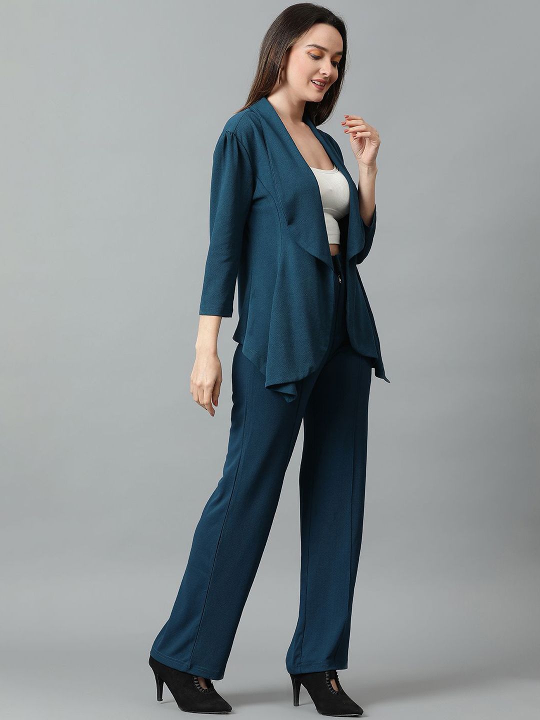 Kotty Teal Green Shawl Neck Blazer & Trousers