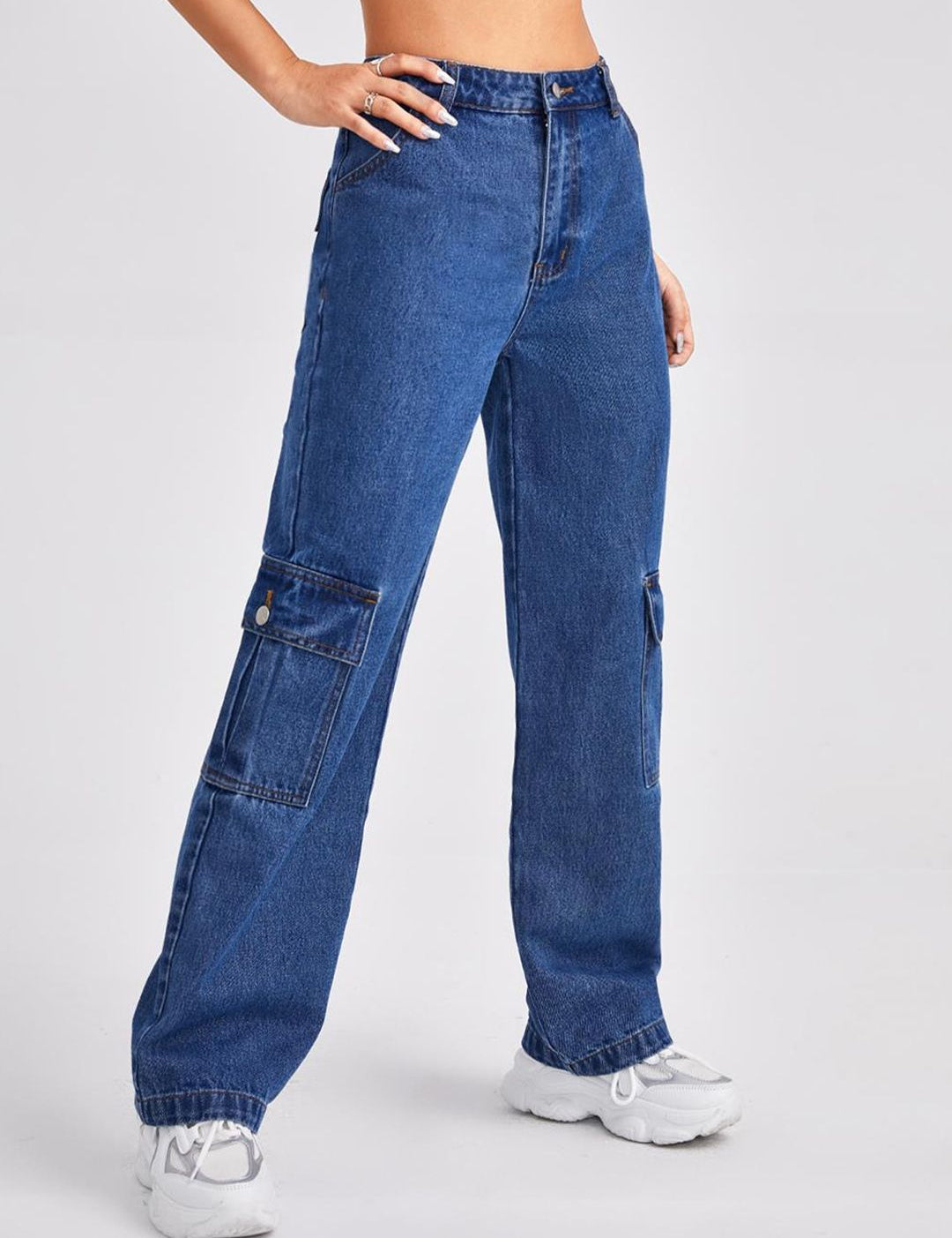 Kotty Women Blue Jean Straight Fit High-Rise Slash Knee Stretchable Jeans