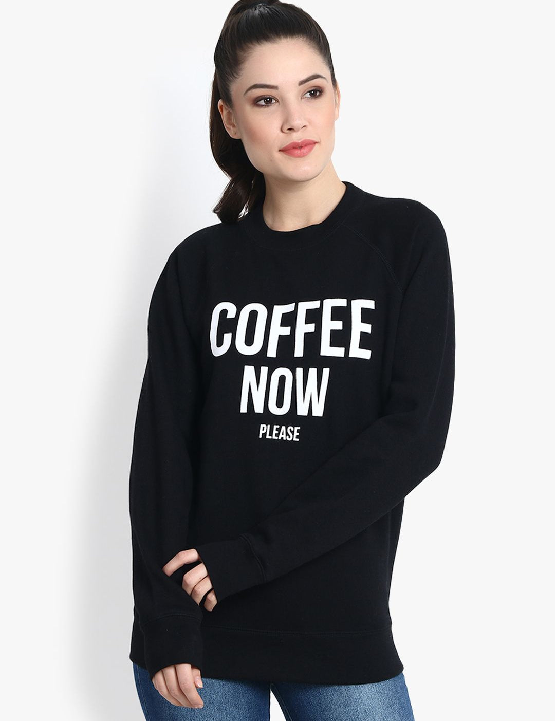 Kotty Women Black Printed Sweatshirt