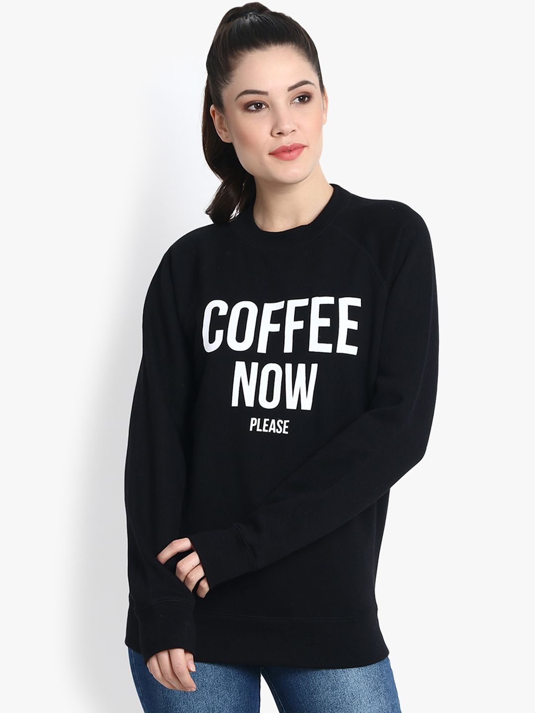 Kotty Women Black Printed Sweatshirt