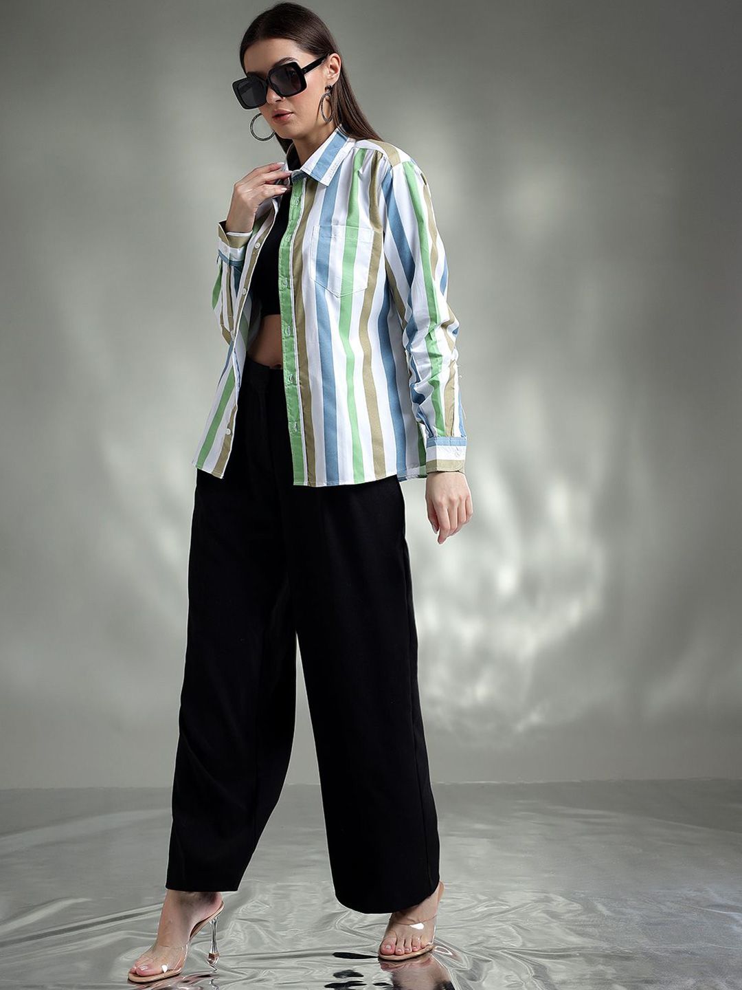 Kotty Women Spread Collar Graphic Printed Cotton Casual Shirt