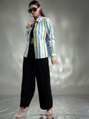 Kotty Women Spread Collar Graphic Printed Cotton Casual Shirt