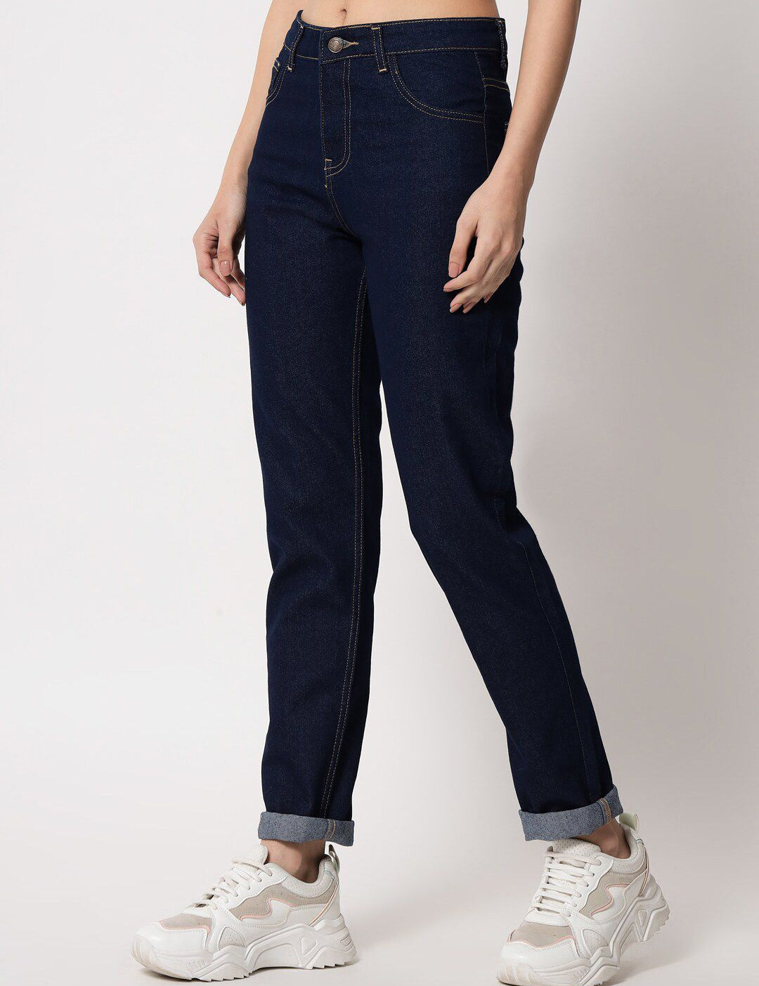 Kotty Women Blue Cotton Slim Fit Jeans