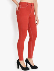 Kotty Women Red Skinny Fit High-Rise Clean Look Jeans