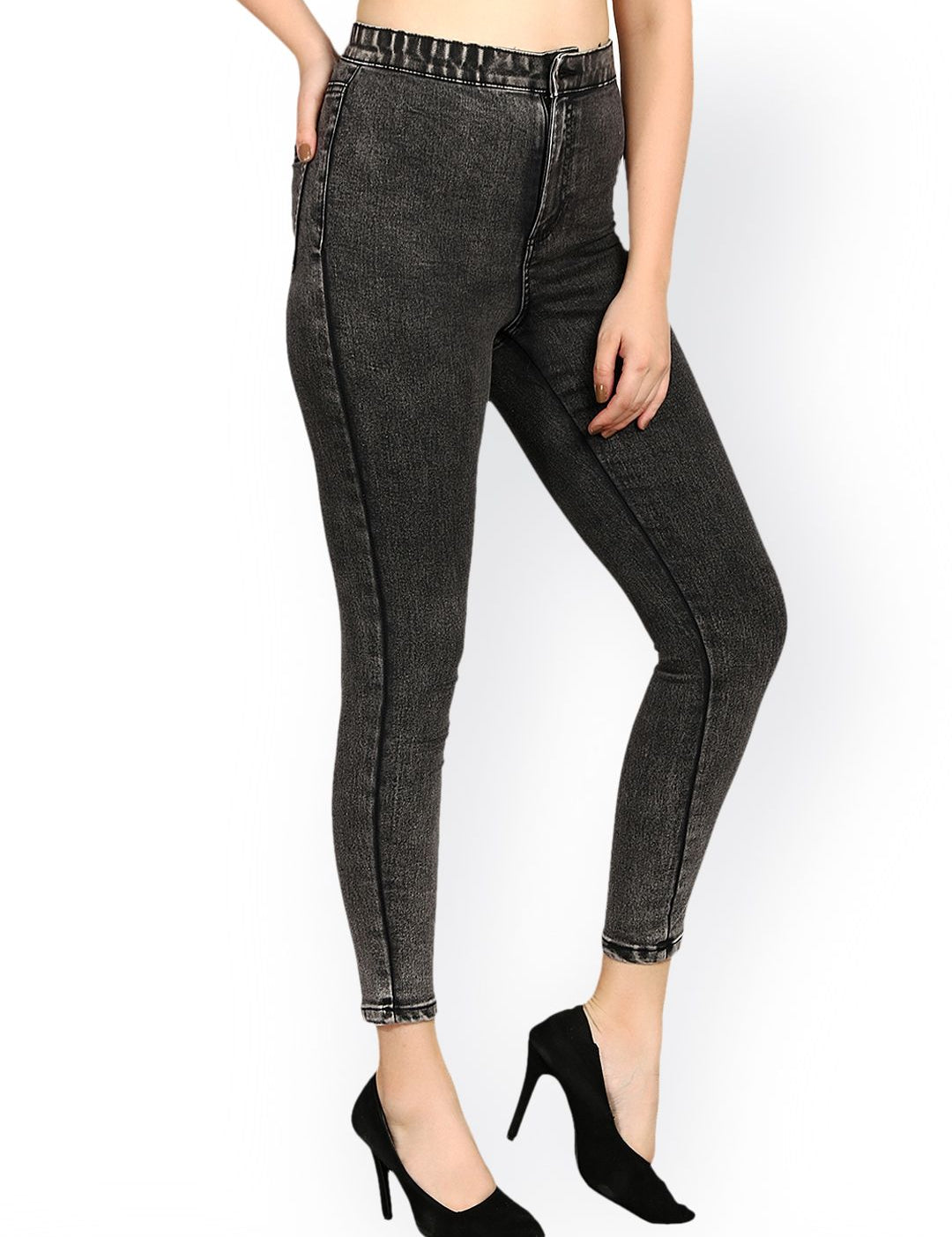 Kotty Women Black Skinny Fit High-Rise Clean Look Stretchable Jeans