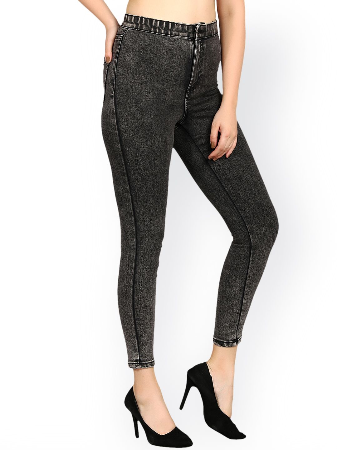 Kotty Women Black Skinny Fit High-Rise Clean Look Stretchable Jeans