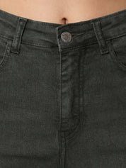 Kotty Women Olive Green Cotton Wide Leg Jeans