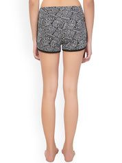 Kotty Women Black & White Geometric Printed Lounge Shorts