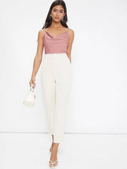 Kotty Pink Cowl Neck Satin Top