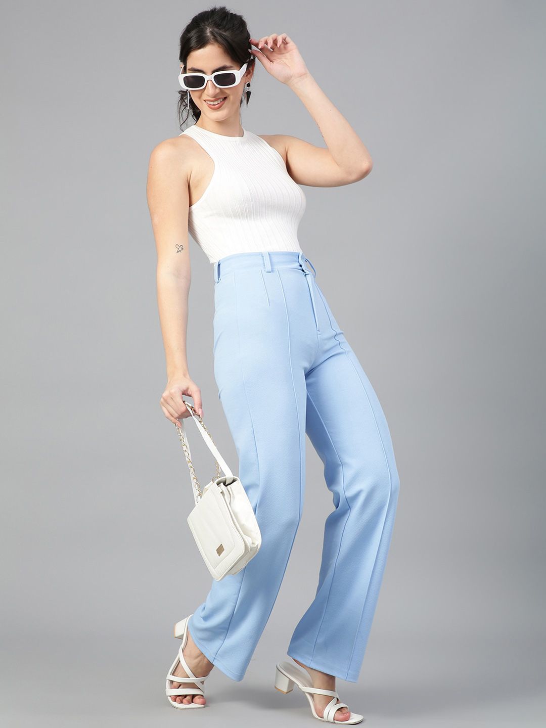 KOTTY BIZwear Women Pack Of 2 High-Rise Easy Wash Relaxed Straight Leg Parallel Trousers