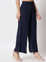 Kotty Women Relaxed Flared High-Rise Easy Wash Pleated Parallel Trousers