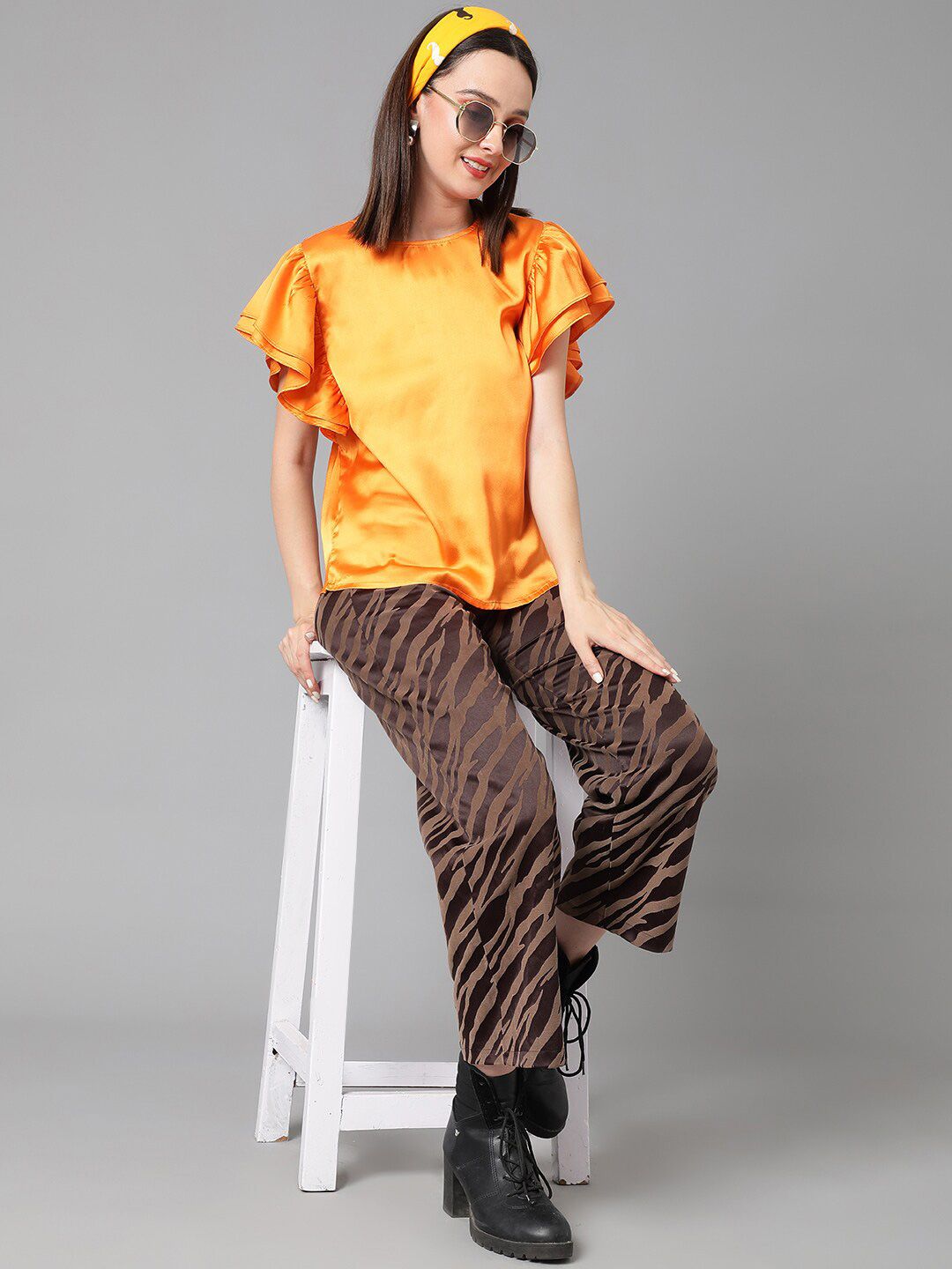 Kotty Flutter Sleeve Satin Top