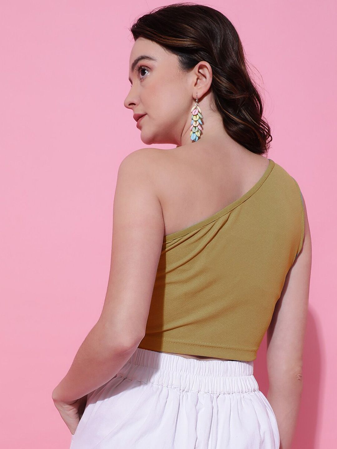 KOTTY Basics One Shoulder Fitted Crop Top