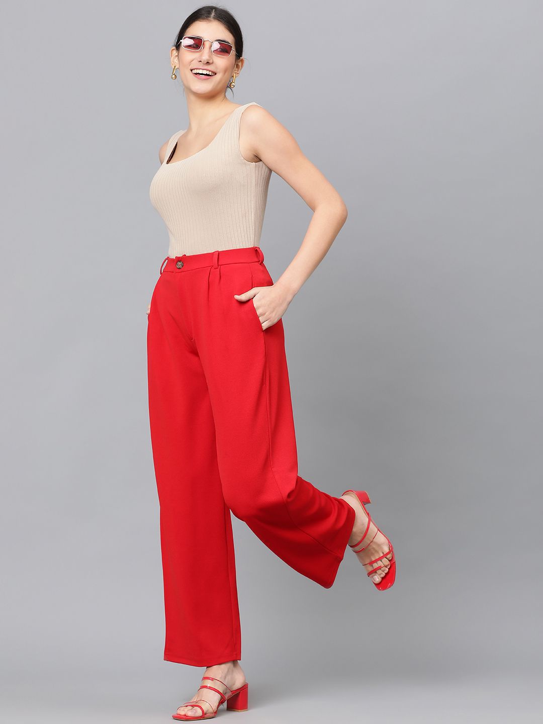 Kotty Women High-Rise Easy Wash Regular Trousers