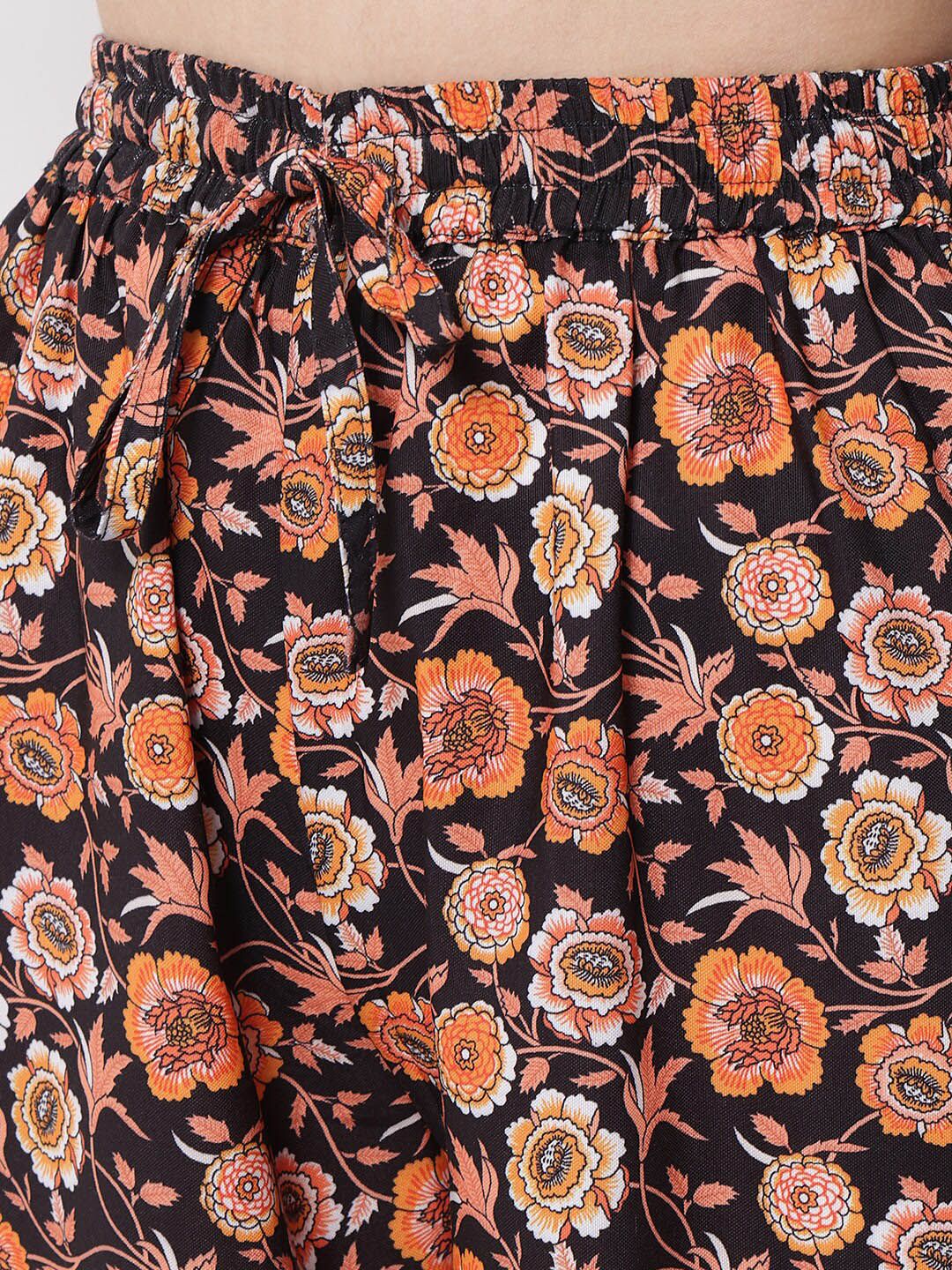 Kotty Women Floral Printed Relaxed High-Rise Easy Wash Trousers