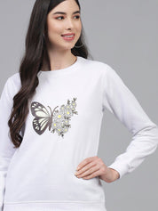 Kotty Women White Printed Sweatshirt