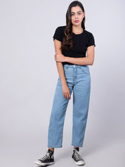 Kotty Women Jean Straight Fit High-Rise Light Fade Jeans
