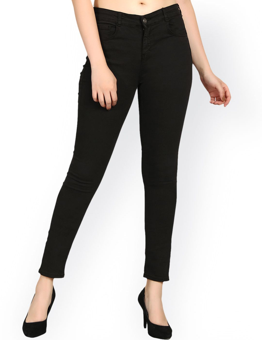 Kotty Women Black Skinny Fit High-Rise Clean Look Stretchable Jeans
