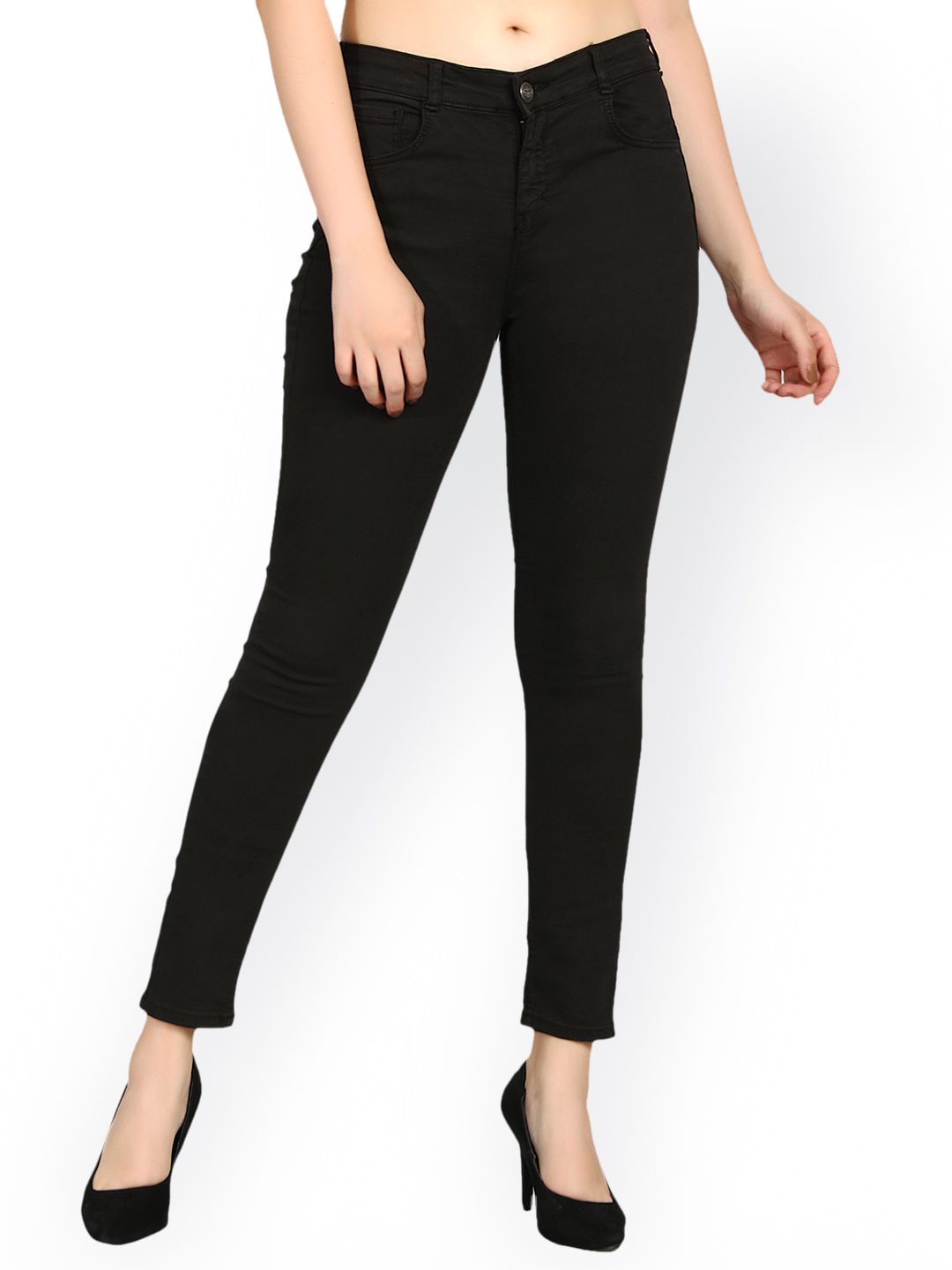 Kotty Women Black Skinny Fit High-Rise Clean Look Stretchable Jeans