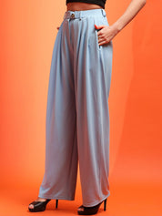 Stylecast X KOTTY Blue Relaxed Fit High-Rise Chinos