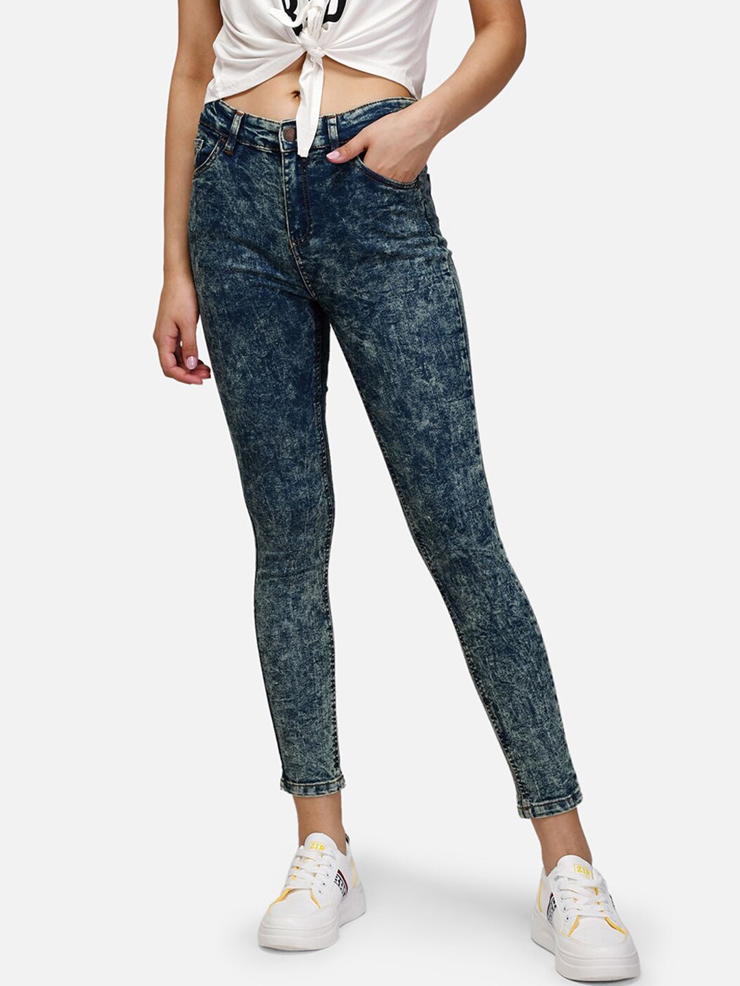 Kotty Women Blue Skinny Fit High-Rise Clean Look Jeans