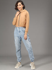 Kotty Women Beige Hooded Sweatshirt