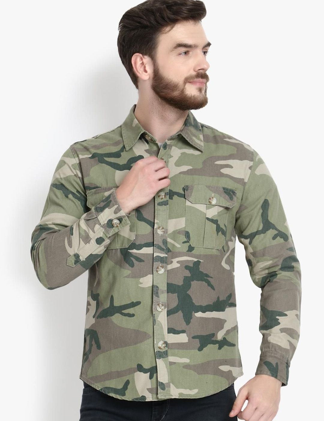 Kotty Men Camouflage Crop Outdoor Denim Jacket