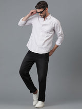 Kotty White Micro Ditsy Printed Spread Collar Casual Shirt