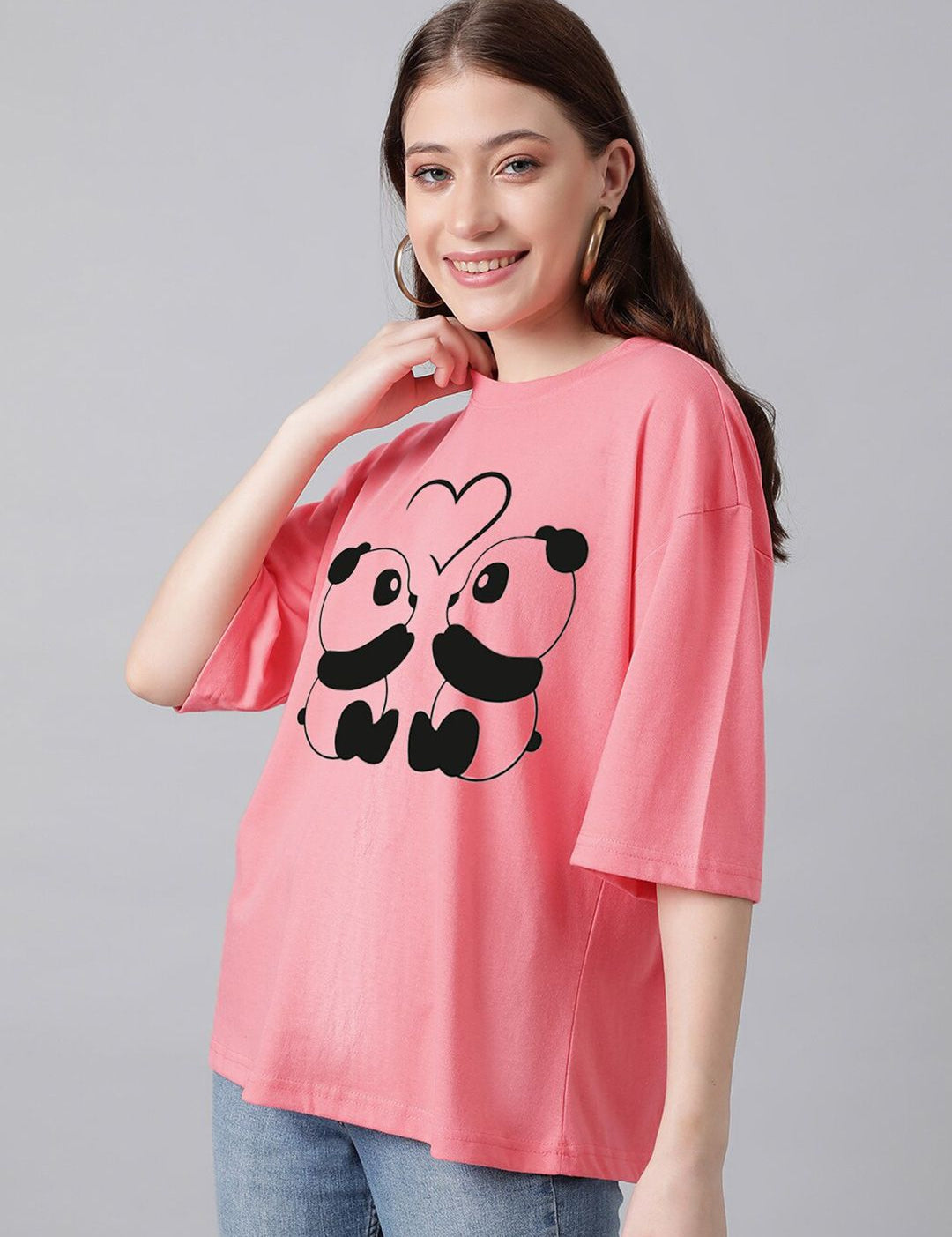 Kotty Graphic Printed Drop Shoulder Sleeves Oversized T-shirt