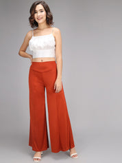 Kotty Women Maroon Flared High-Rise Parallel Trousers