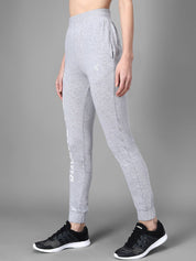 Kotty Women Grey Melange & White Printed Joggers