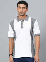Kotty Men Colourblocked Polo Collar T-shirt