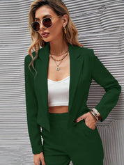 KOTTY BIZwear Green Notched Lapel Collar Long Sleeves Blazer With Trouser