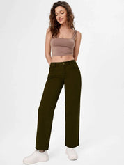 Kotty Women Olive Green Jean Straight Fit Low-Rise Jeans